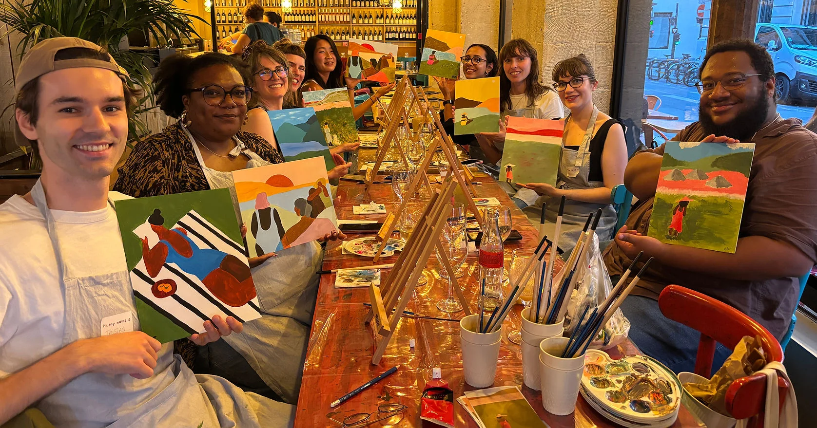 Atelier Peinture et Vin, ambiance d'une session.